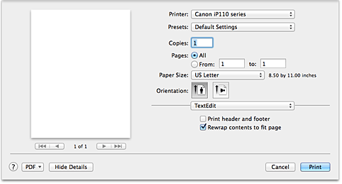 Canon : PIXMA Manuals : iP110 series : Print Dialog